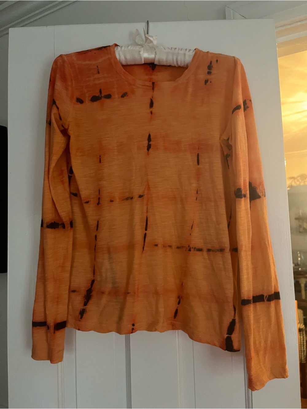 Proenza Schouler Orange Long Sleeve Tie-Dye Top